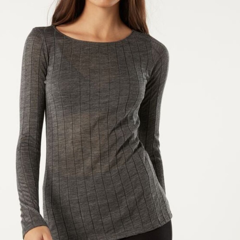 NWT PROJECT SOCIAL T Retrograde Long Sleeve Rib Tee Sweater Charcoal M